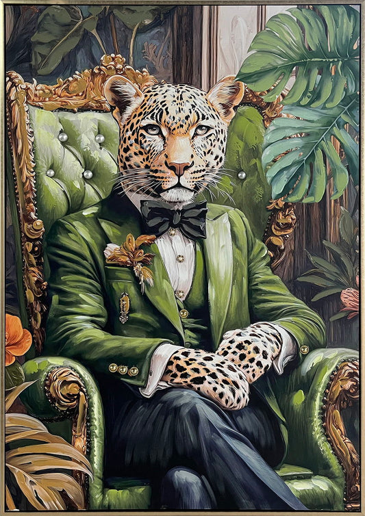Emerald Aristocrat Hand-Embellished Canvas In Frame - Green / Gold