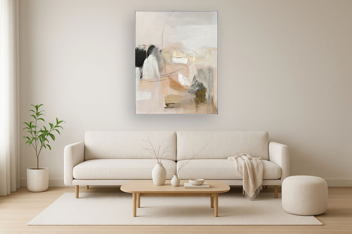 Whispered Earth - 56" x 70" Framed Wall Art - Beige