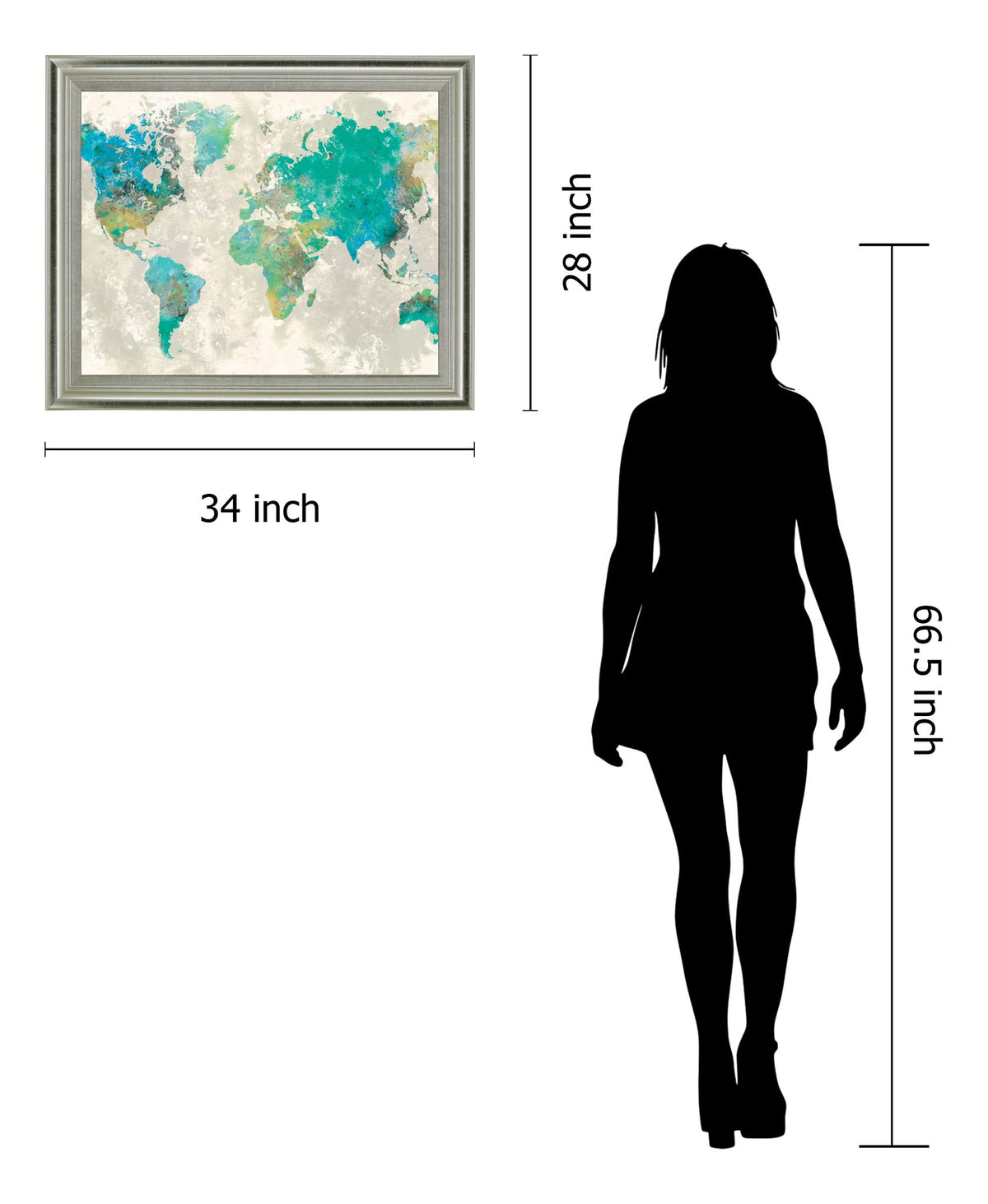 Aqua Atlas - 28" x 34" Framed Wall Art - Light Blue