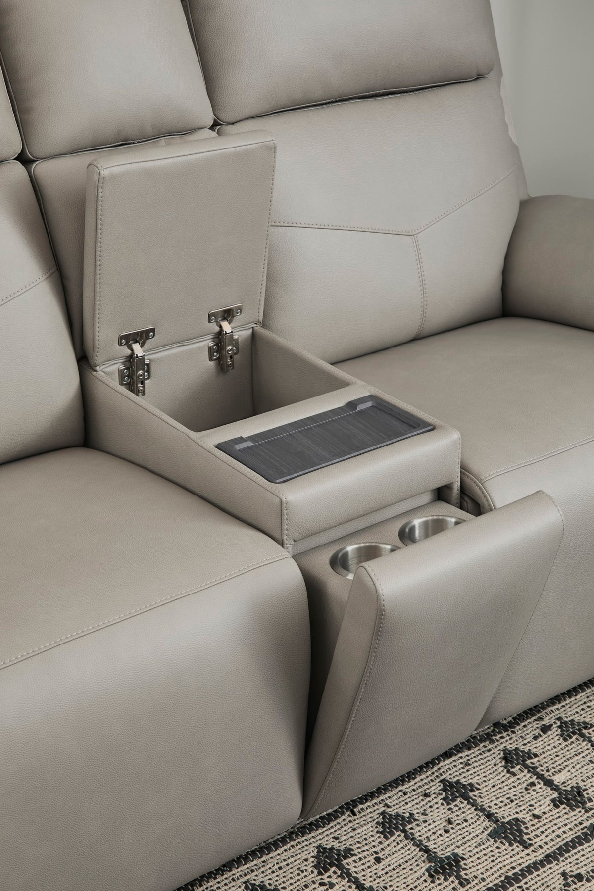 Flexsteel Vernon Power Reclining Loveseat with Console, Power Headrests, Lumbar, Heat & Massage