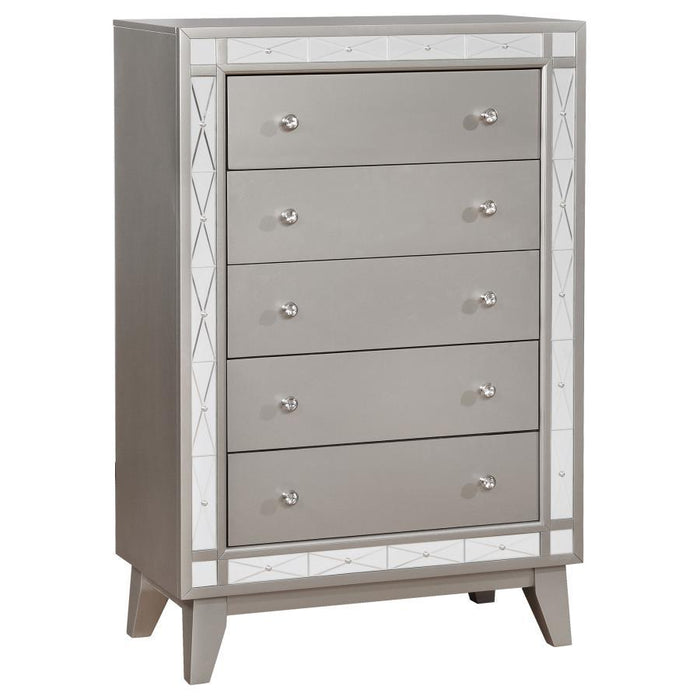 Leighton - 5-Drawer Bedroom Chest - Metallic Mercury