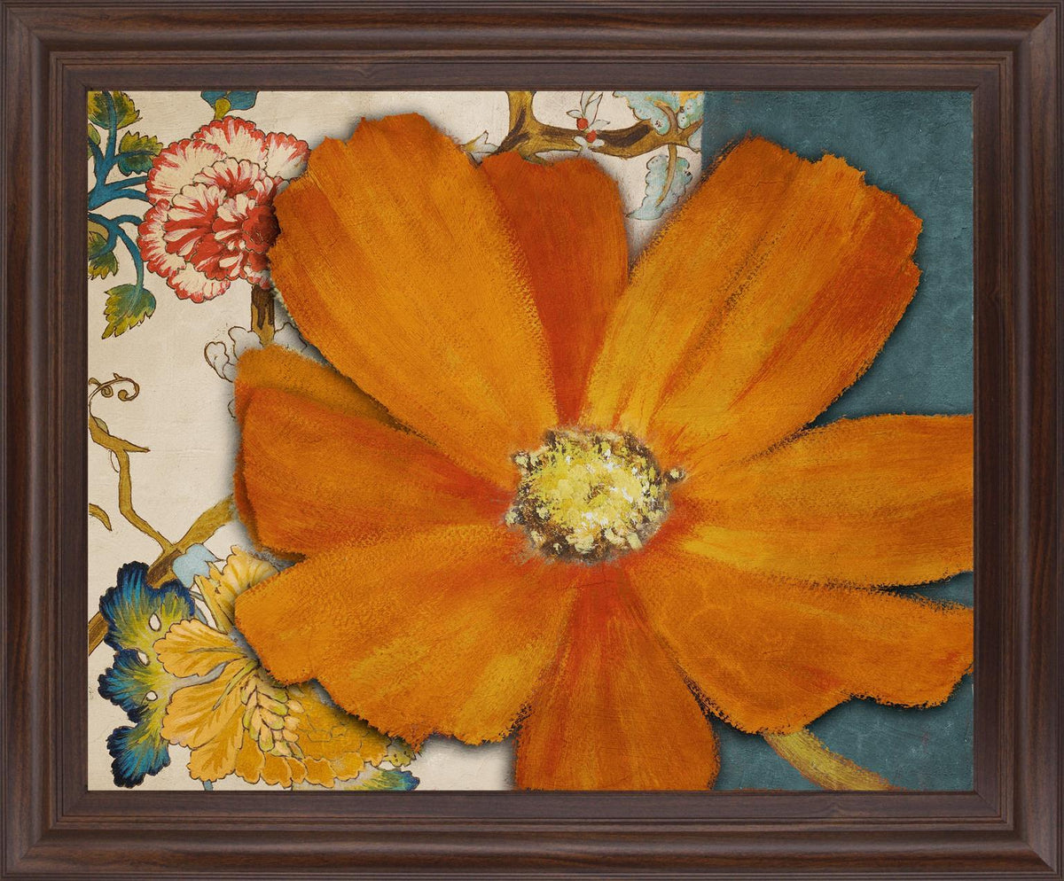 Golden Petal Burst - 28" x 34" Framed Wall Art - Orange