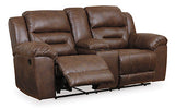 Stoneland Reclining Loveseat with Console - Chocolate