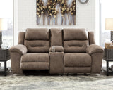 Stoneland Power Reclining Loveseat with Console - Chocolate