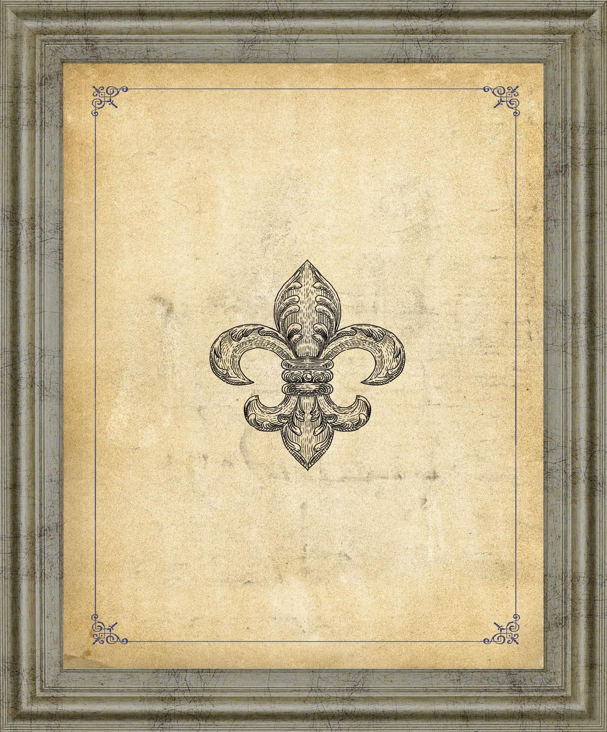 Classic Fleur Crest - 28" x 34" Framed Wall Art - Beige