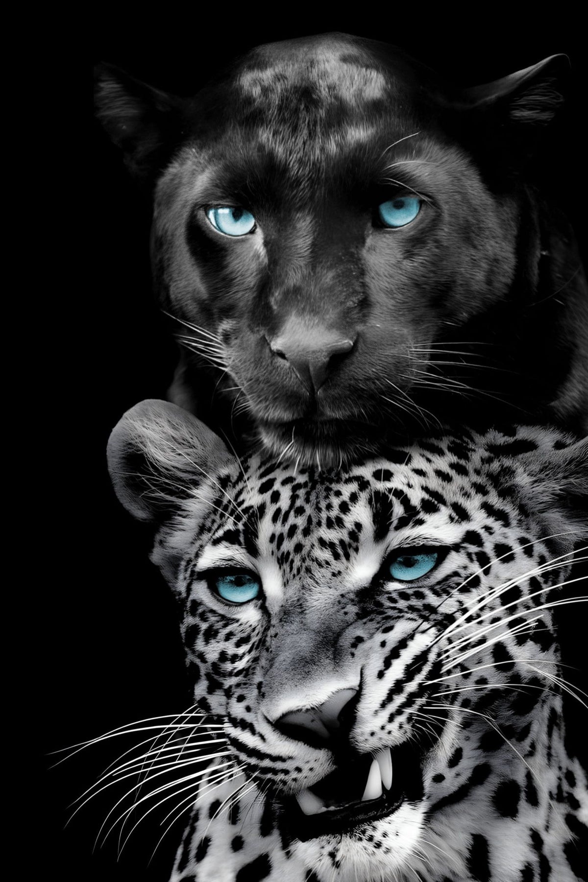 Azure Gaze Duo - 40" x 60" Framed Wall Art - Black