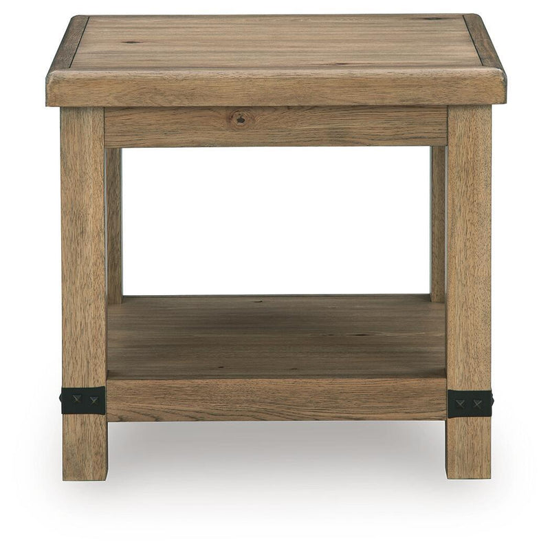 Ridgester - Rectangular End Table - Light Brown