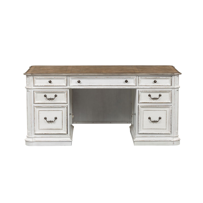 Magnolia Manor - 5 Piece Home Office Set (Complete Desk) - Antique White
