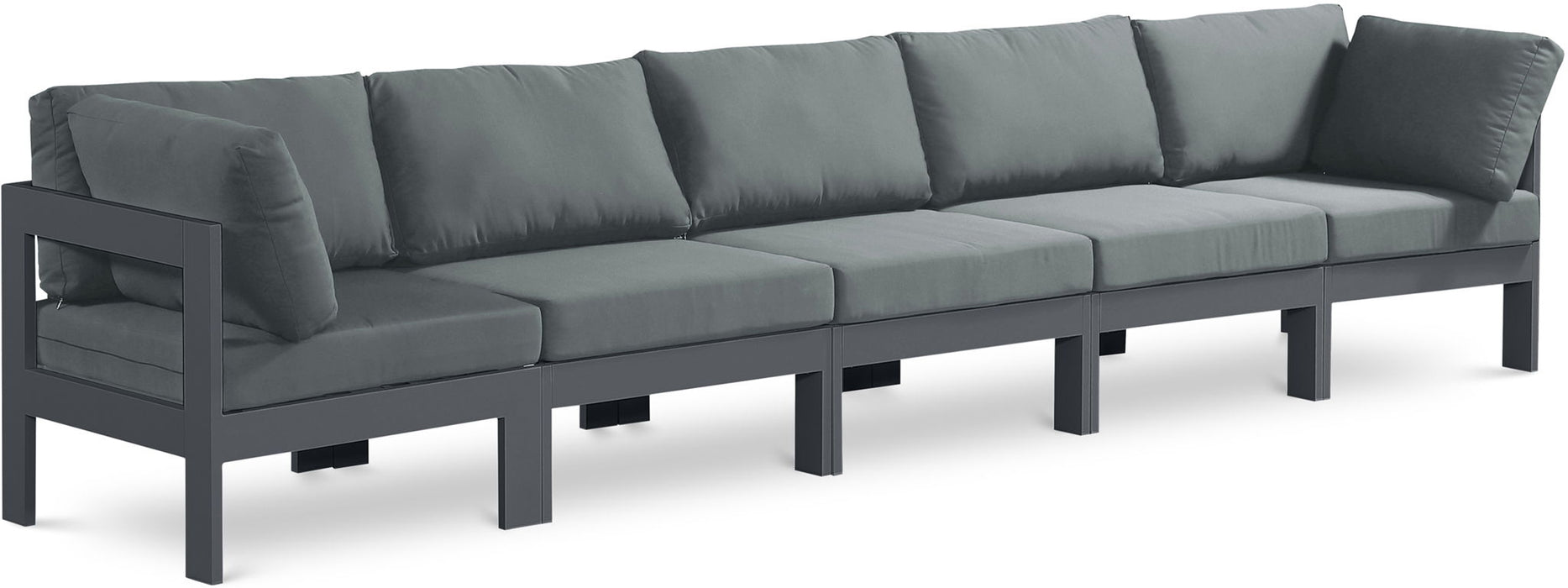 Nizuc - Outdoor Patio 5 Seat Modular Sofa With Gray Frame