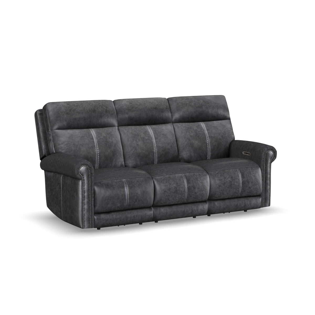 Flexsteel Alexander Power Reclining Sofa with Console, Power Headrest & Lumbar