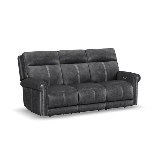 Flexsteel Alexander Power Reclining Sofa with Console, Power Headrest & Lumbar