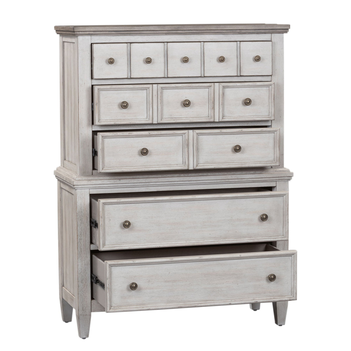 Heartland - 5 Drawer Chest - Antique White / Tobacco Tops