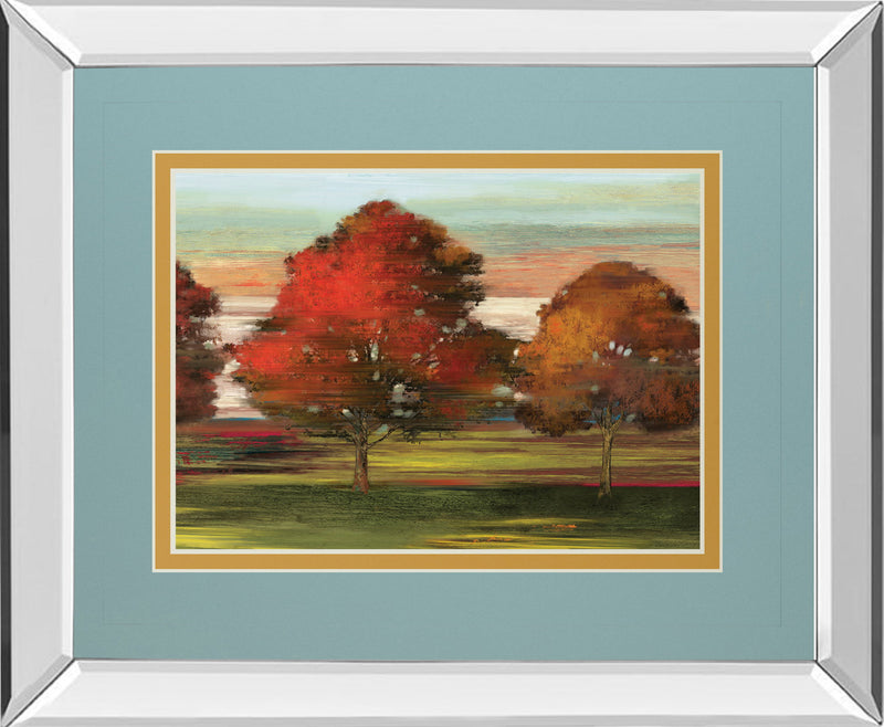 Tress In Motion By Alison Pearce - Mirror Framed Print Wall Art - Light Blue