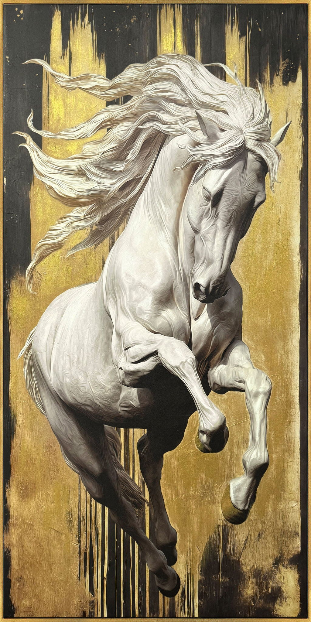 Ivory Ascent Hand-Embellished 3D Canvas In Frame - Gold / Brown