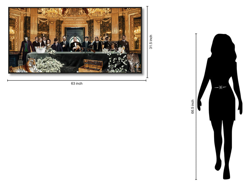 Opulent Underworld Gathering - 32" x 63" Framed Wall Art - Gold