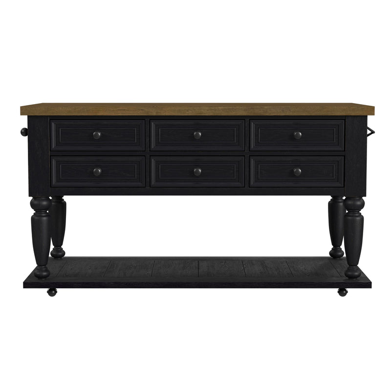 Heritage & Home - Kitchen Island With Casters - Oak Brown And Black