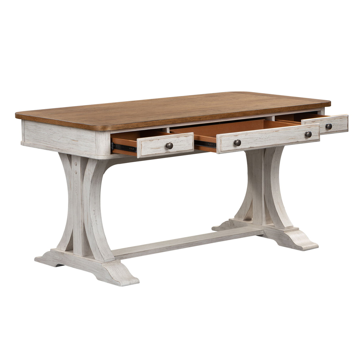 Farmhouse Reimagined - Writing Desk - Antique White / Chestnut Tops
