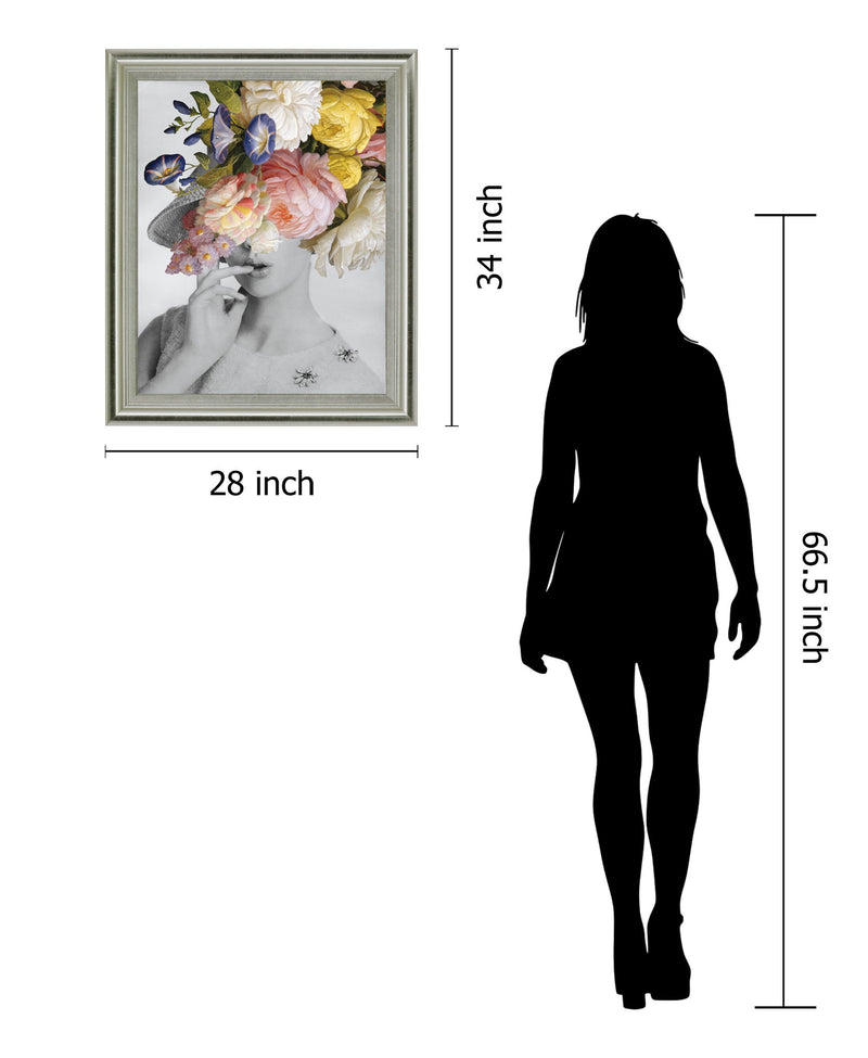 Bloom Veil - 28" x 34" Framed Wall Art - Gray