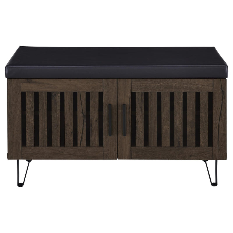 Brixton 2-door Padded Entryway Shoe Storage Bench Smoked Oak