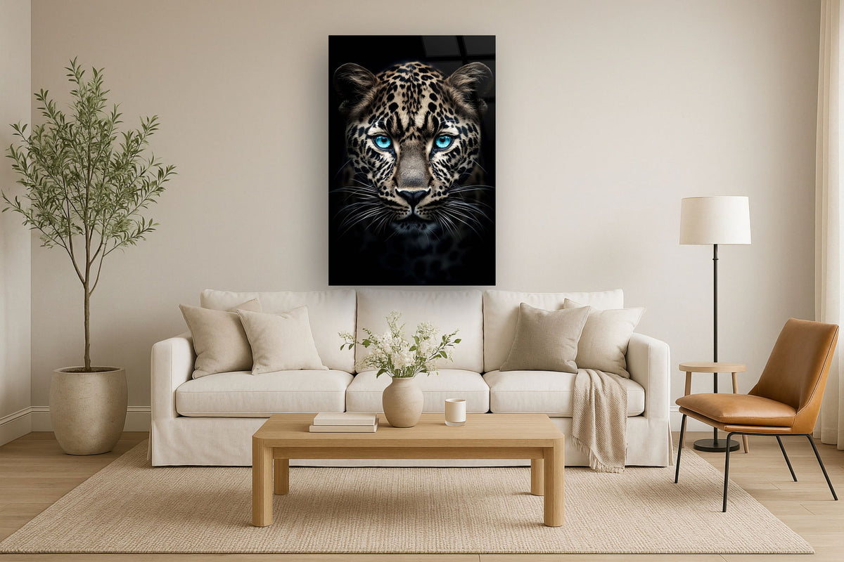 Azure Gaze Majesty - 40" x 60" Framed Wall Art - Black