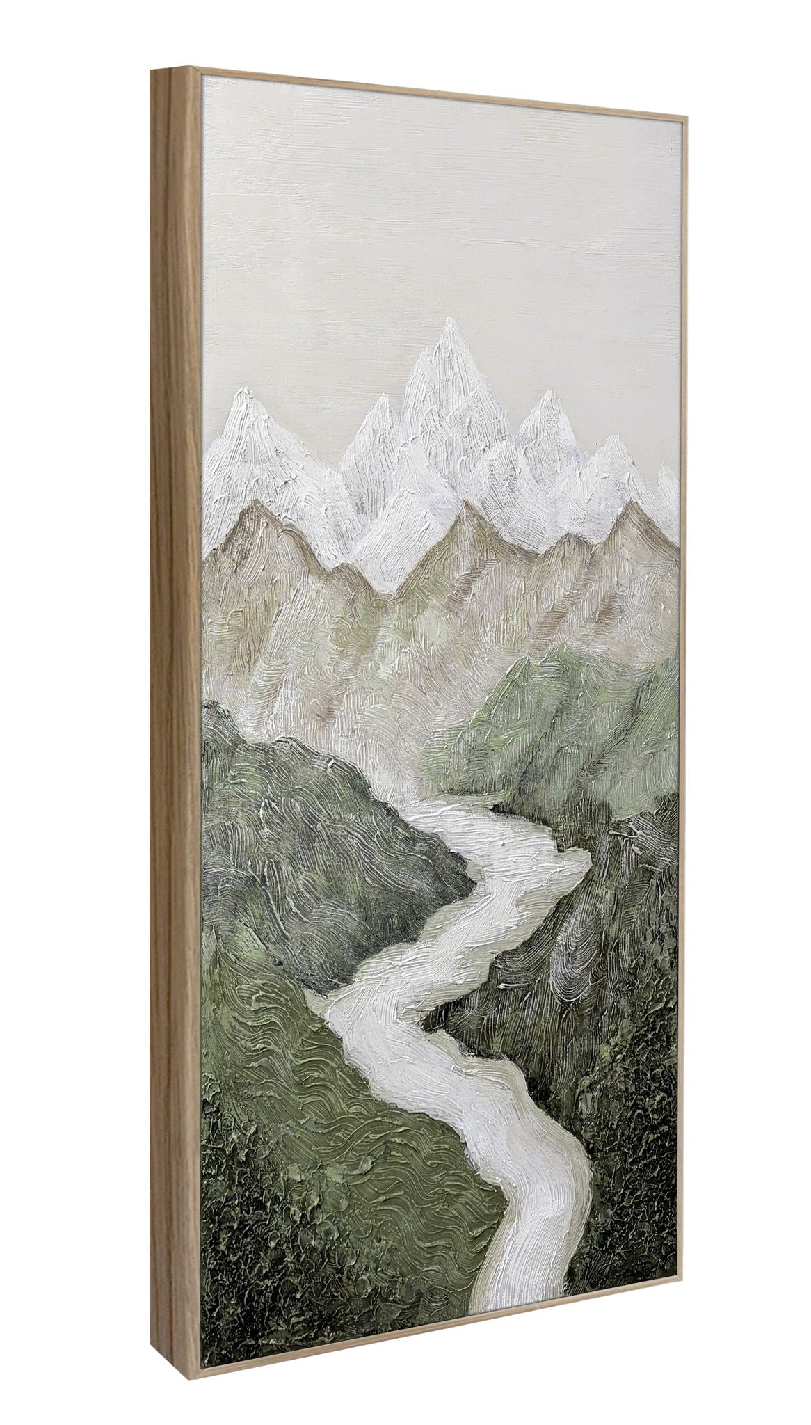 Verdant Passage II Hand-Painted Canvas In Frame - Green / Ivory