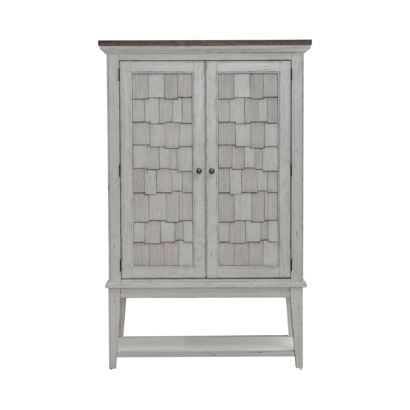 River Place - Bar Cabinet - Riverstone White & Tobacco