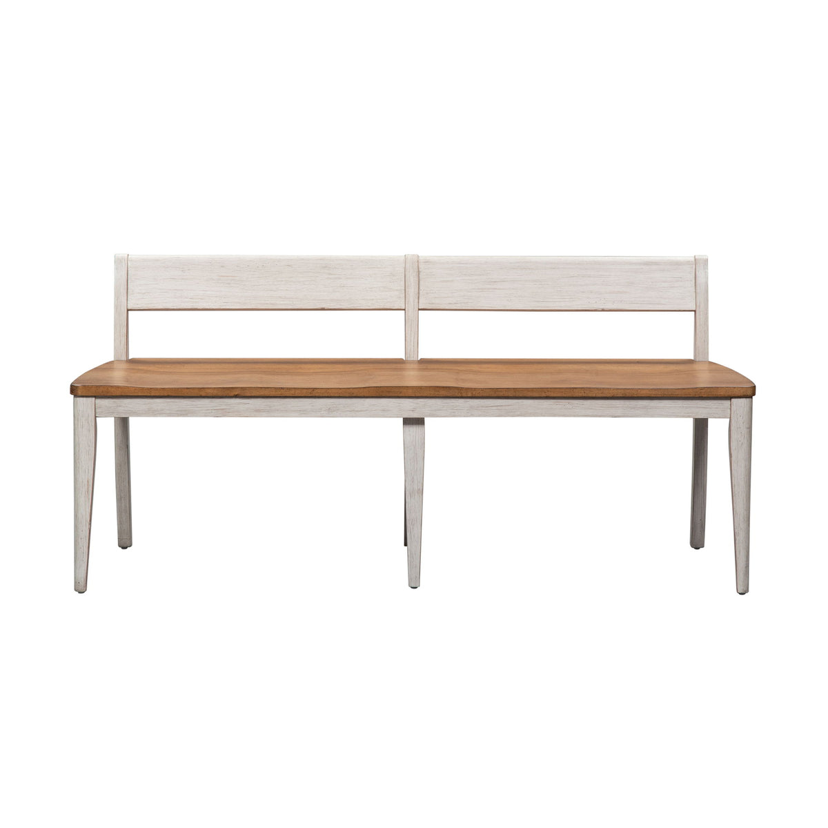 Farmhouse Reimagined - Bench - Antique White / Chestnut Tops