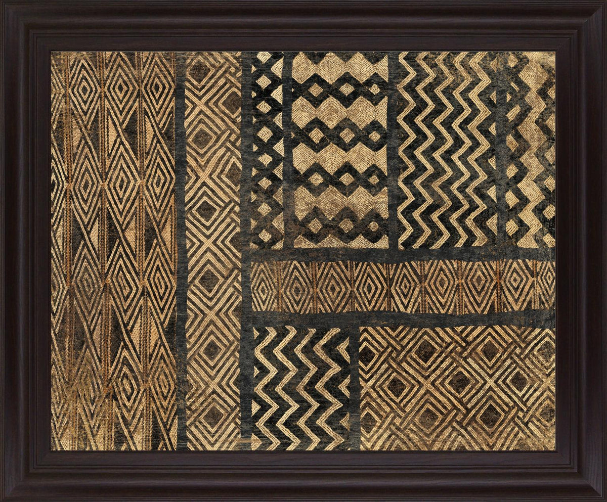 Geometric Fusion - 28" x 34" Framed Wall Art - Light Brown