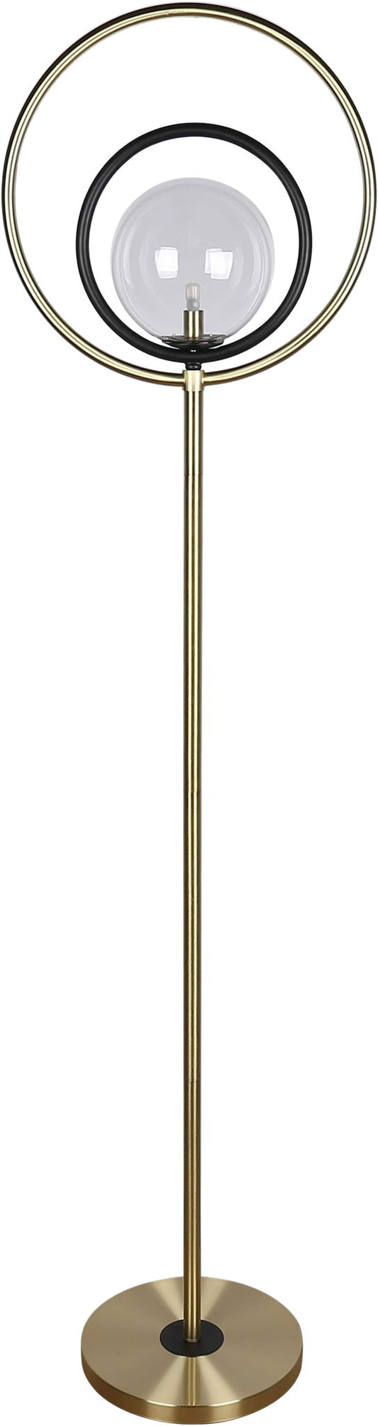 "Eclipse Aura" Metal Floor Lamp - Matte Black / Soft Gold / Clear