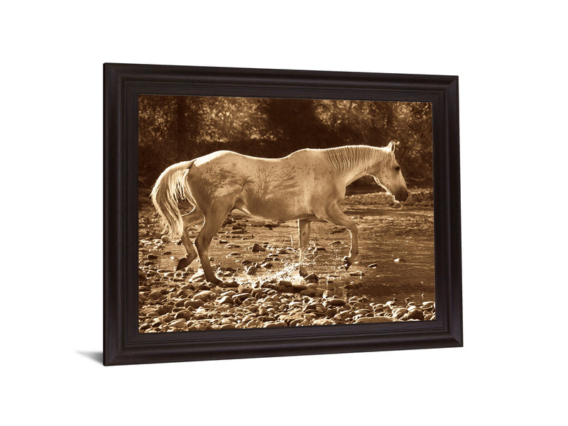 Sepia River Stroll - 28" x 34" Framed Wall Art - Dark Brown