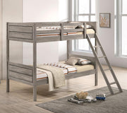 Ryder Wood Twin Over Twin Bunk Bed Weathered Taupe Bunk Bed