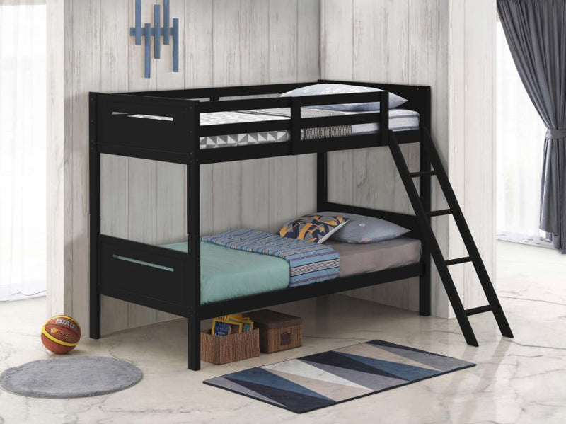 Littleton Wood Twin Over Twin Bunk Bed Espresso Twin Twin Black