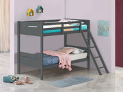 Littleton Wood Twin Over Twin Bunk Bed Espresso Twin Twin Grey