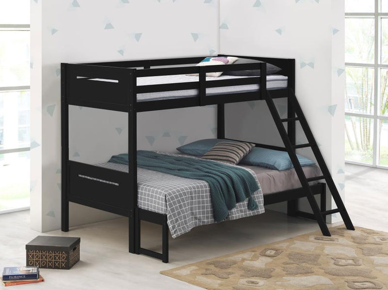 Littleton Wood Twin Over Twin Bunk Bed Espresso Twin Full Black