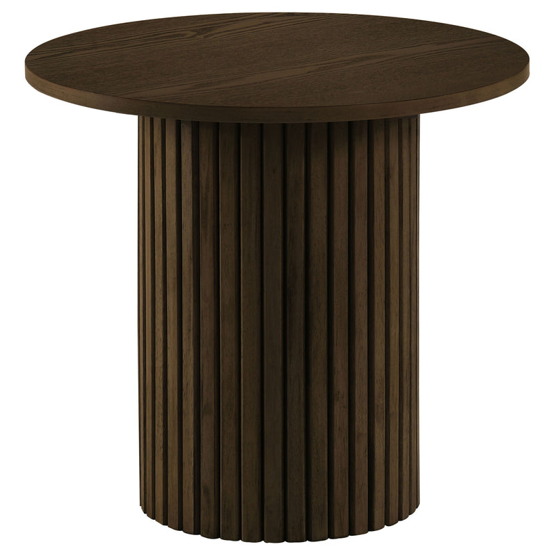 Hamlyn 3-piece Round Fluted Coffee and End Table Set Walnut