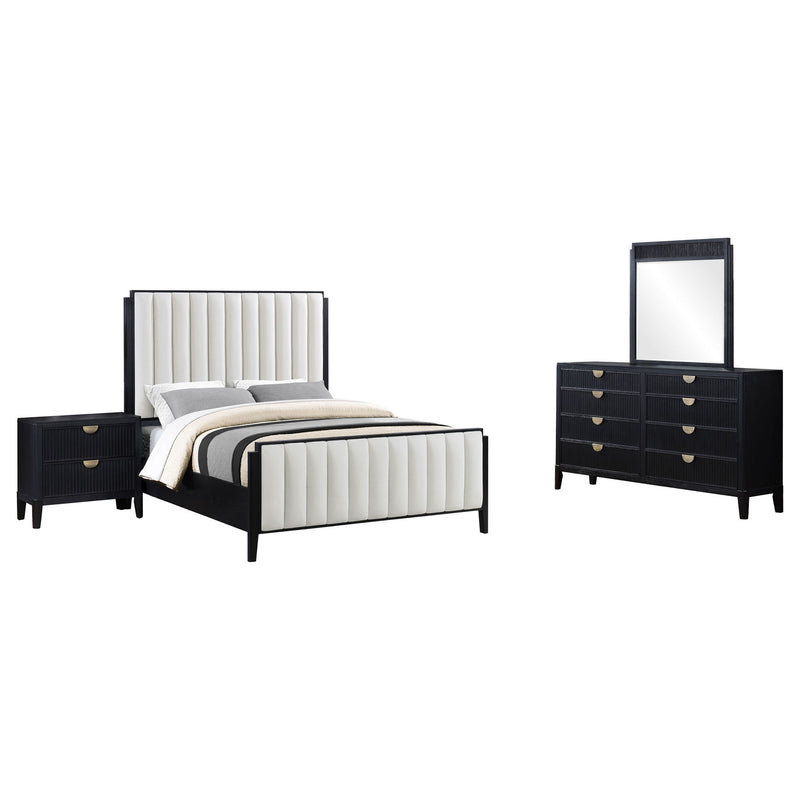 Brookmead 4-piece Upholstered Eastern King Bedroom Set Black