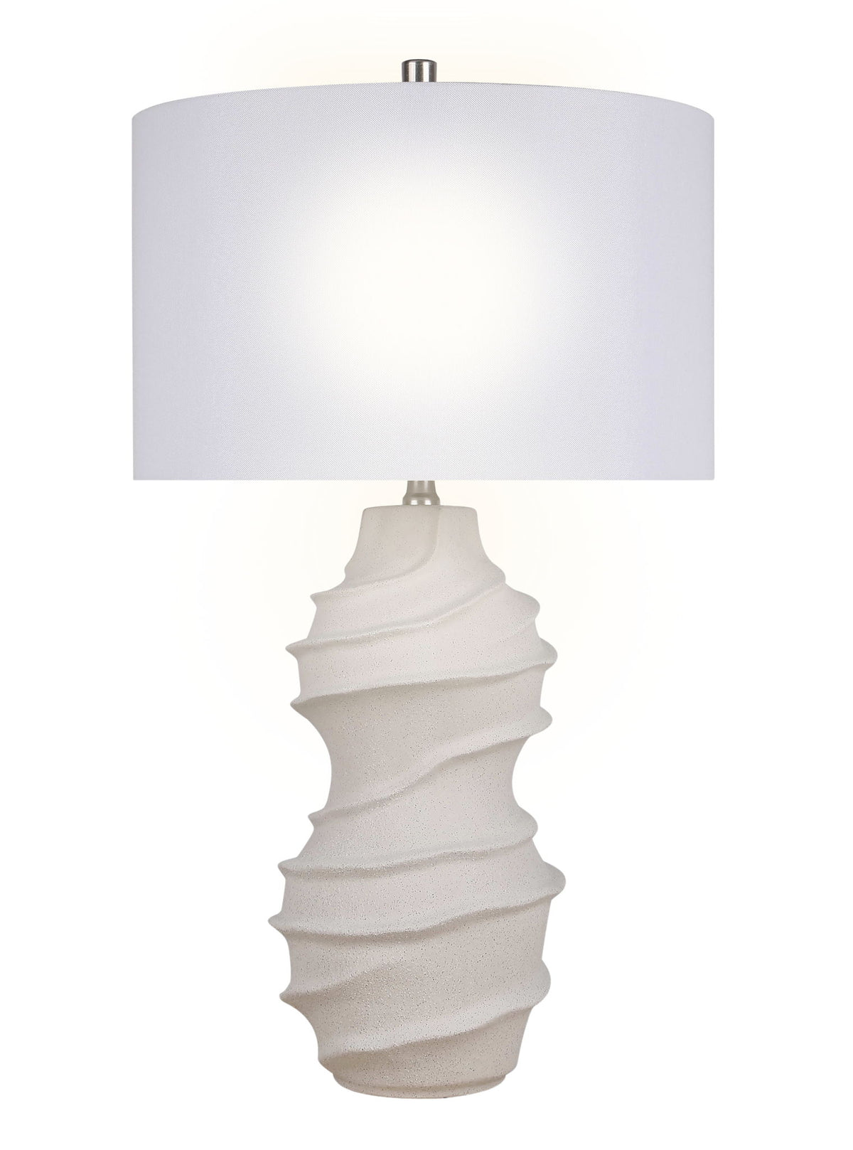 "Serenity Waves" Ceramic Table Lamp - Off White