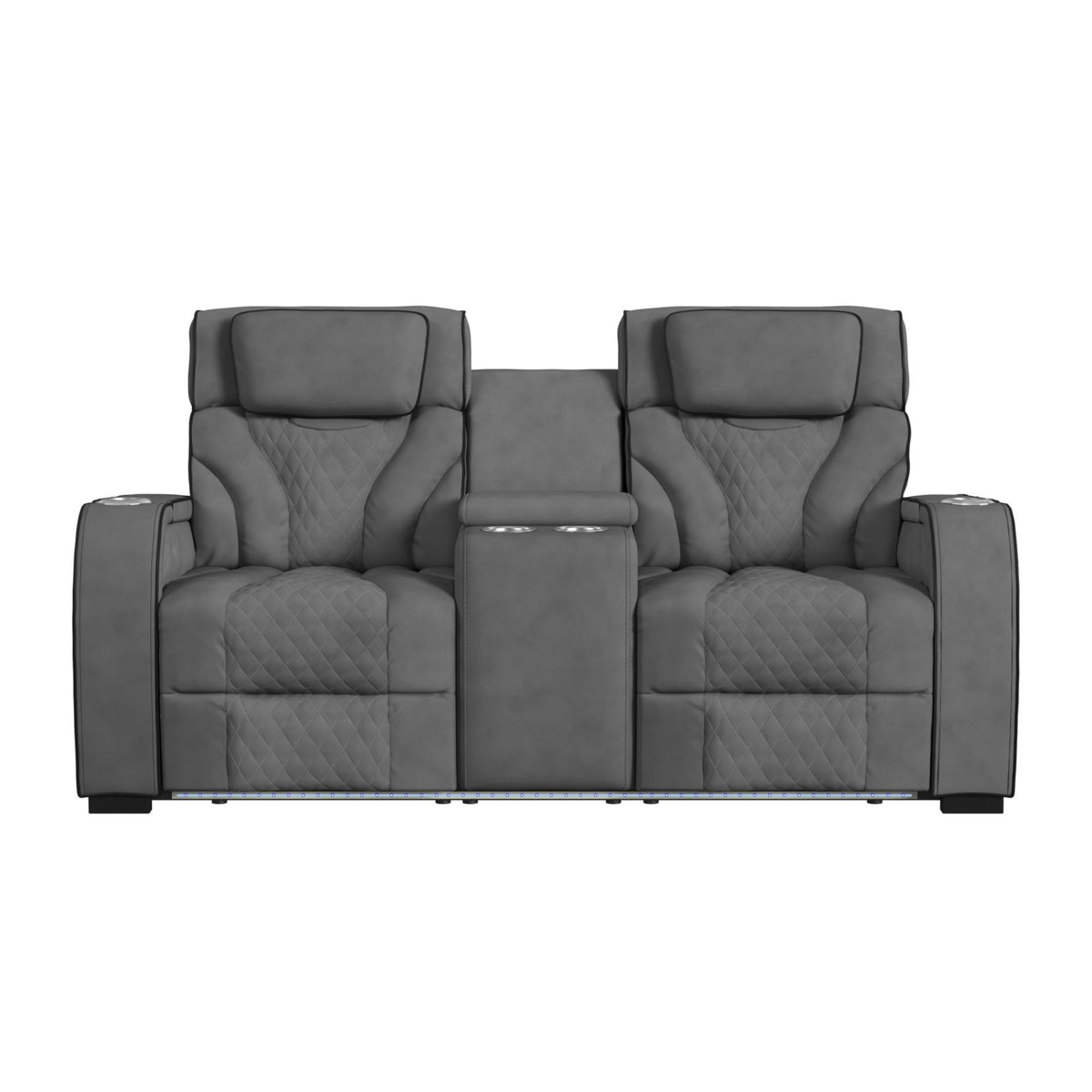 Blitz - Motion Loveseat With Console, And LED
