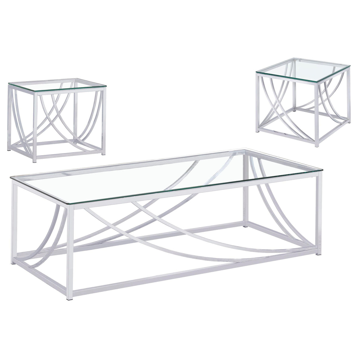 Lille 3-piece Glass Top Coffee And End Table Set Chrome