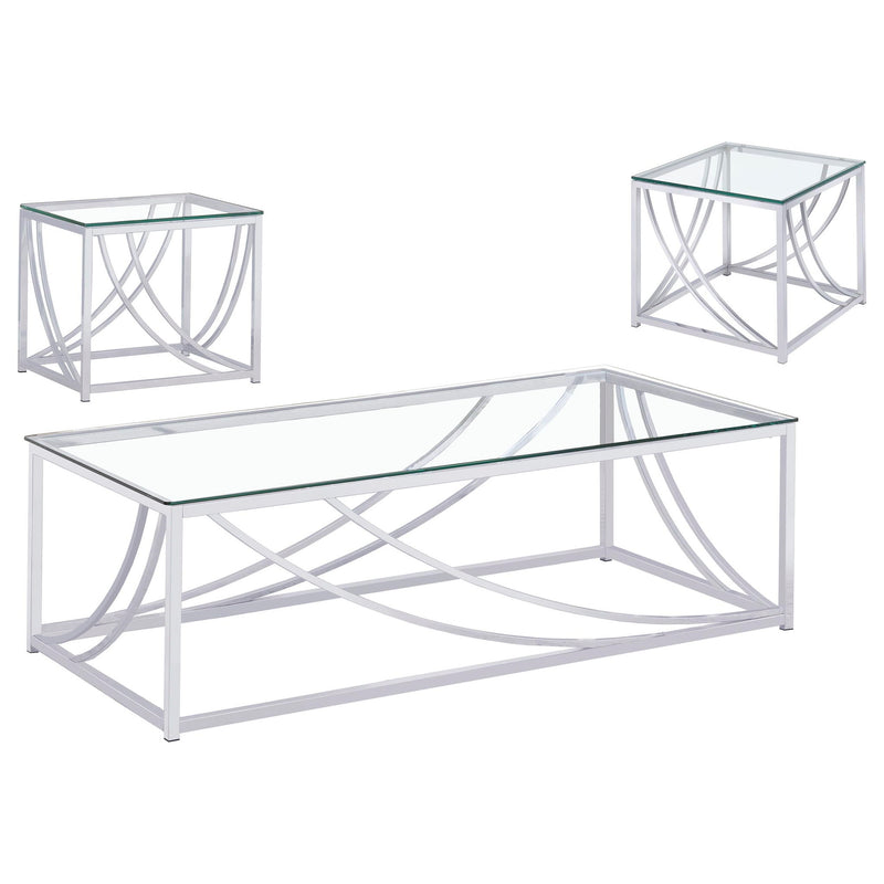 Lille 3-piece Glass Top Coffee And End Table Set Chrome