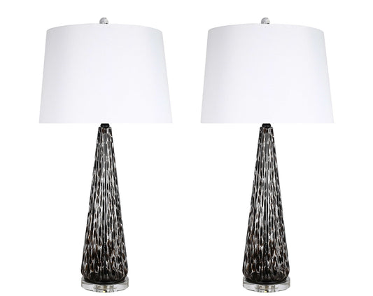 "Eclipse Radiance" Art Glass Table Lamp (Set of 2) - Black Art Glass