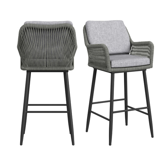 Bayhill - Fabric Barstool (Set of 2) - Black / Gray