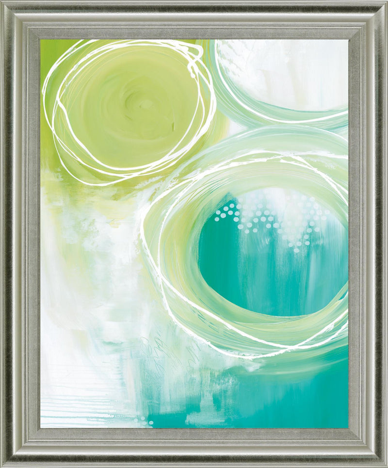 Verdant Orbit - 28" x 34" Framed Wall Art - Light Blue