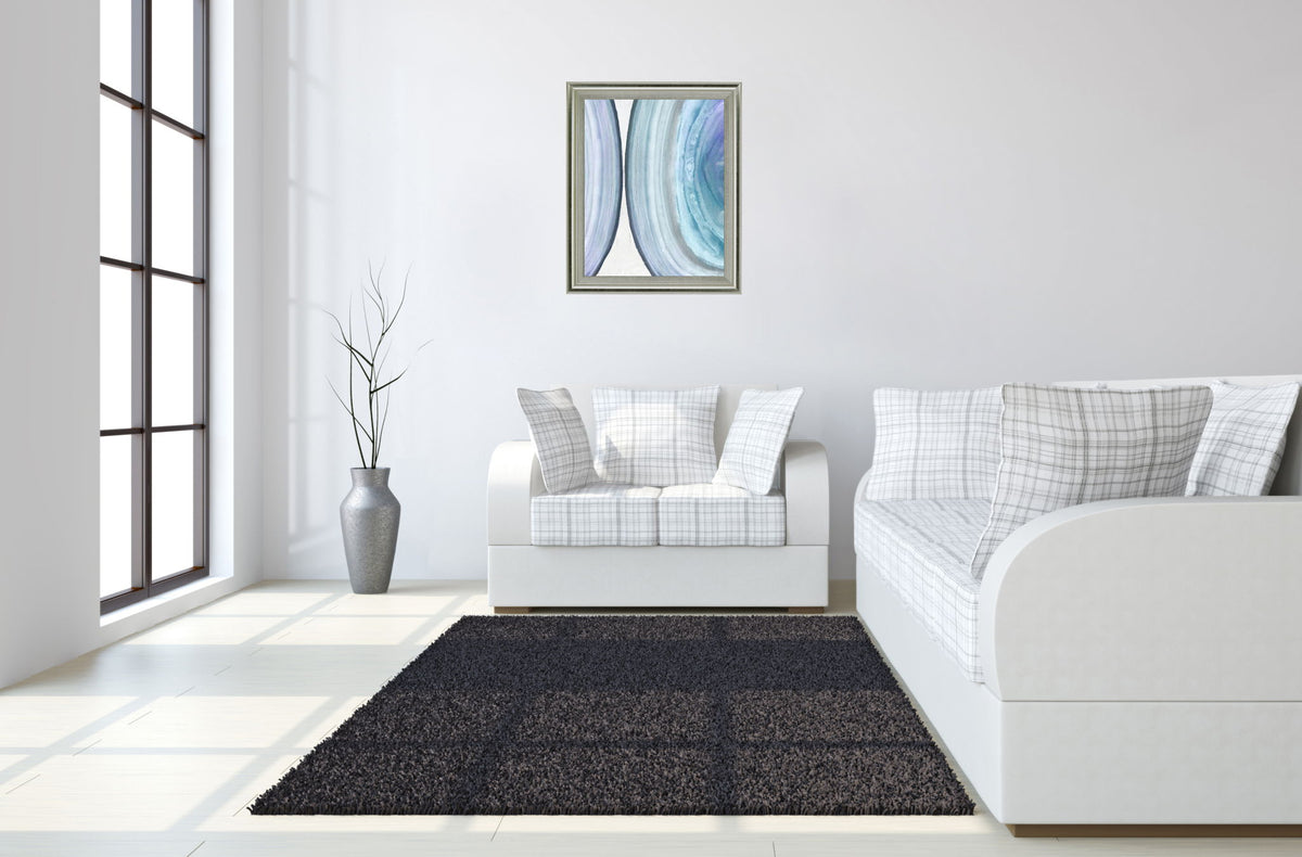 Glacial Veil - 28" x 34" Framed Wall Art - Light Blue