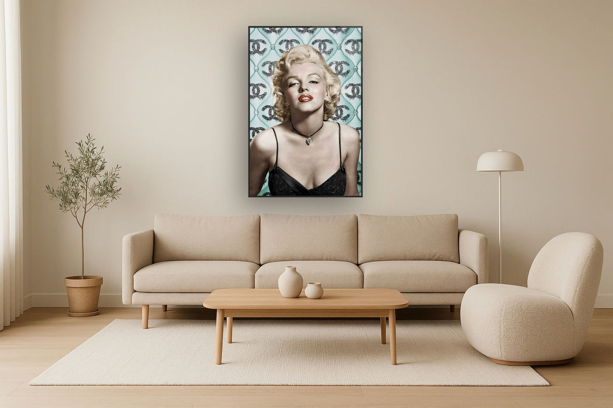 Retro Blonde Allure - 32" x 48" Framed Wall Art - Beige