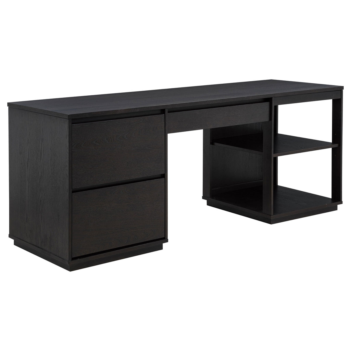 Harkes 75-inch 3-drawer Computer Desk with Adjustable Shelf Coffee Bean