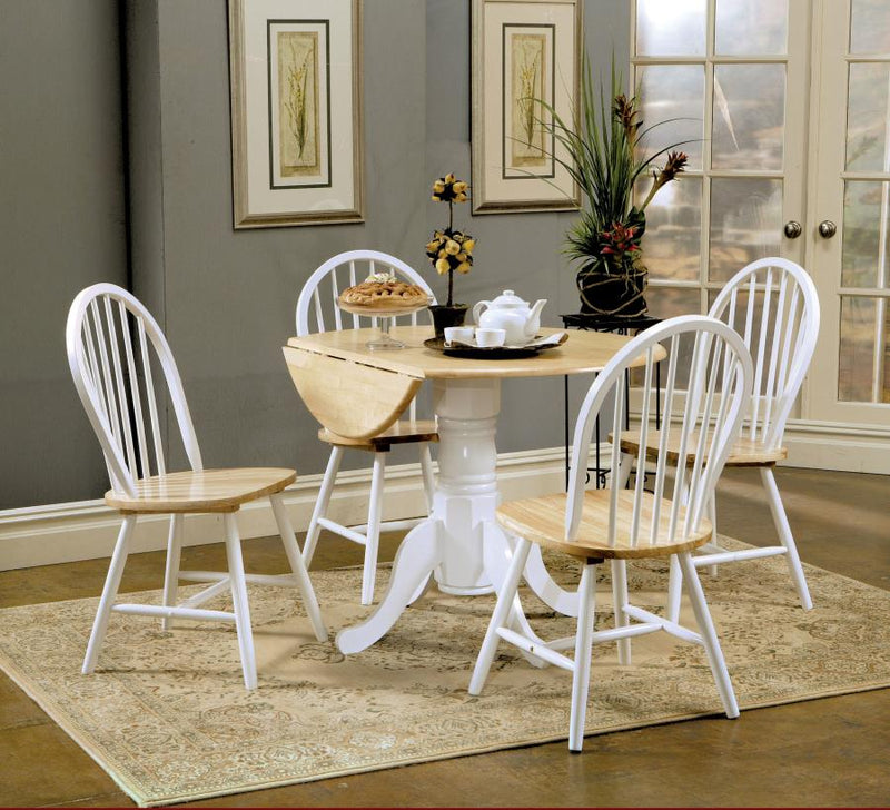 Allison 5-piece Round Drop Leaf Dining Table Set White Default Title