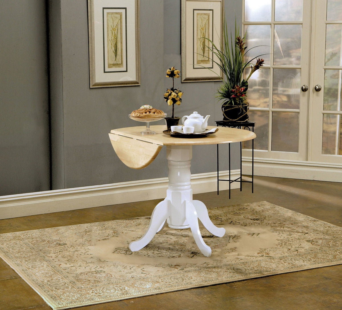 Allison Round 40-inch Drop Leaf Extension Dining Table White