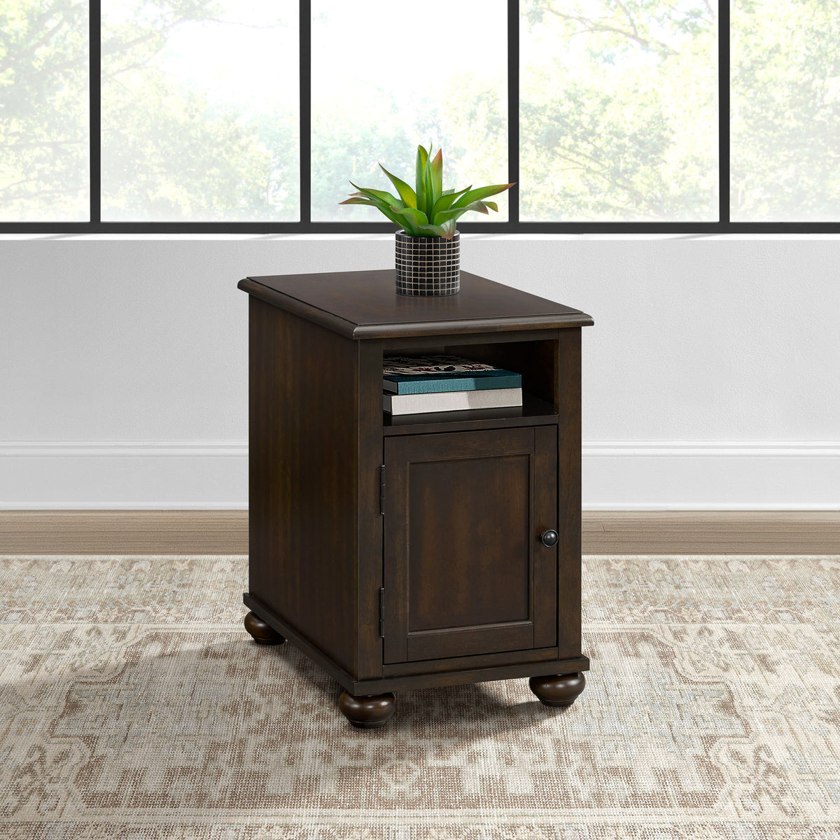 Wagner - Chairside Table With USB - Cherry