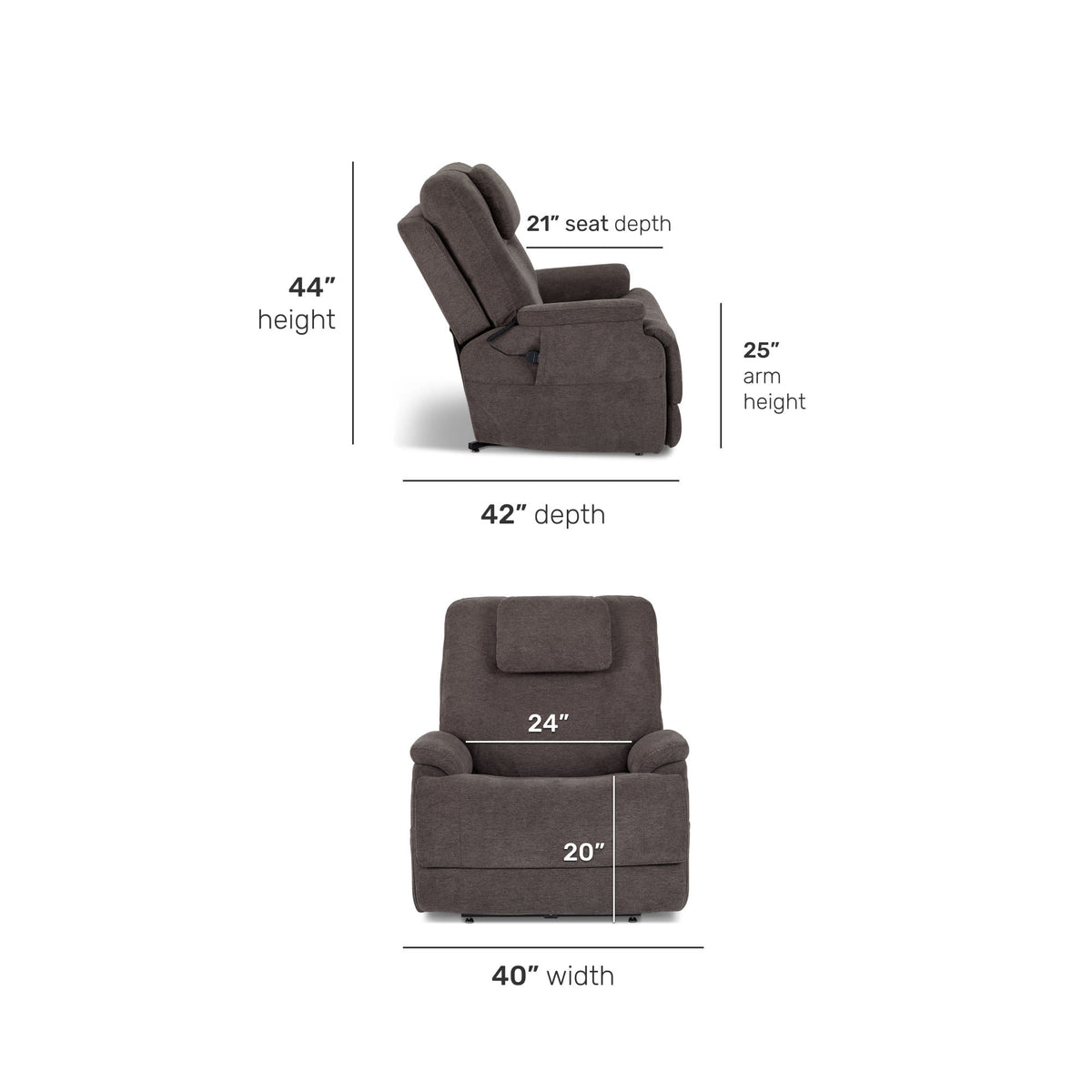Flexsteel Zecliner Model 2+ Power Lift Sleep Recliner with Power Headrest, Lumbar, Heat & Massage